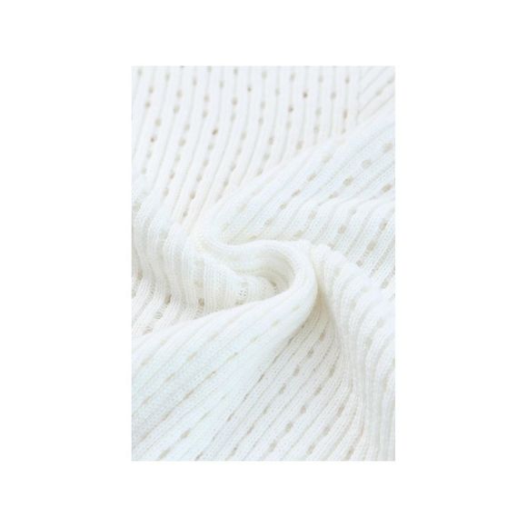 Azura Exchange White Hollow-out Knitted Short Sleeve T Shirt - Picture 14 of 14